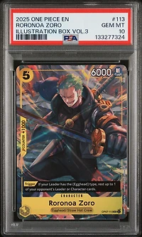 2025 One Piece Promos 113 Roronoa Zoro Illustration Box Vol.3 PSA 10