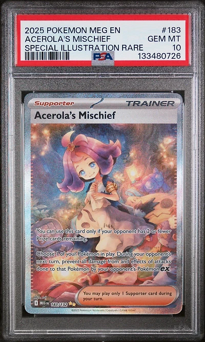 2025 Pokemon Meg En-mega Evolution 183 Acerola's Mischief Special Illustration Rare PSA