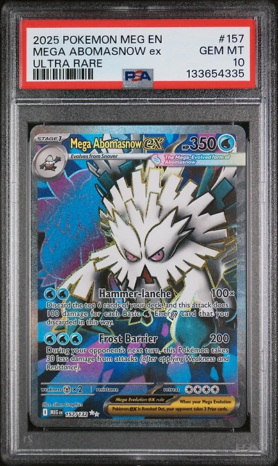 2025 Pokemon Meg En-mega Evolution 157 Mega Abomasnow Ex Ultra Rare PSA