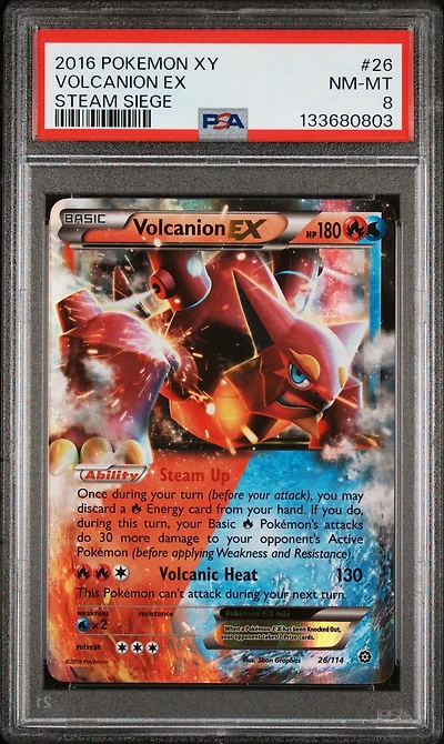 2016 Pokemon Xy Steam Siege 26 Volcanion Ex PSA 8