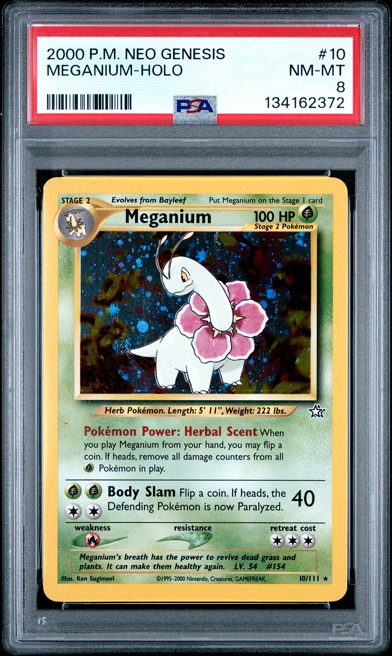 2000 Pokemon Neo Genesis 10 Meganium-holo PSA 8