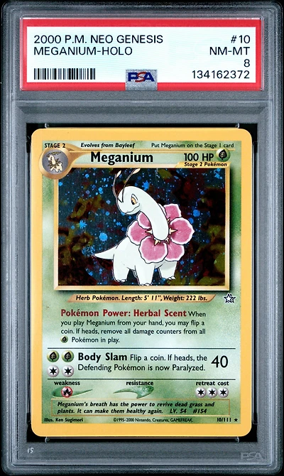 2000 Pokemon Neo Genesis 10 Meganium-holo PSA 8