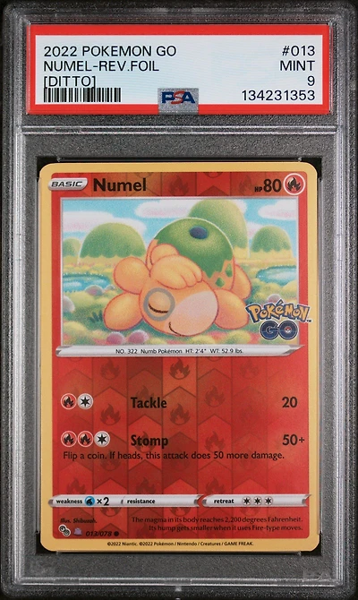 2022 Pokemon Go 013 Numel-reverse Foil Ditto PSA 9