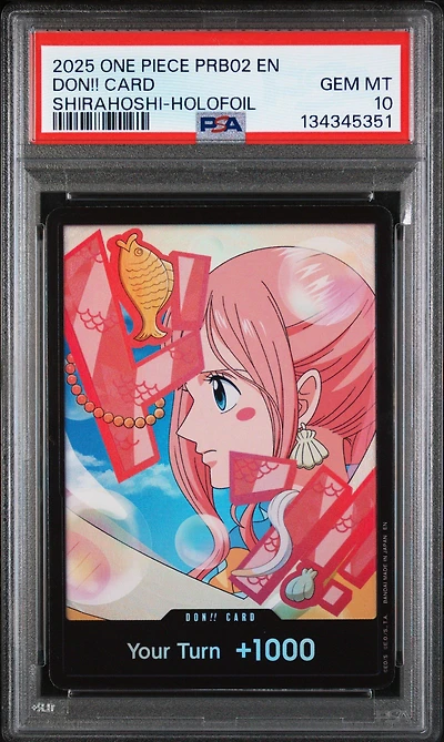 2025 One Piece Prb02-premium Booster -one Piece Card The Best- Vol.2  Don!! Card Shirahoshi-holofoil PSA 10