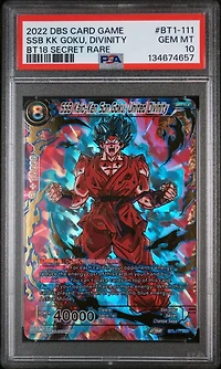 2022 Dragon Ball Super Card Game Series 18 Dawn Of The Z-legends Bt1-111 Ssb Kaio-ken Son Goku, United Divinity Bt18 Secret Rare PSA 10