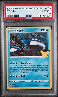 2021 Pokemon Celebrations 003 Kyogre PSA 8
