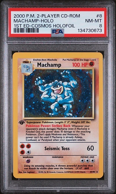 2000 Pokemon 2-player Cd-rom Starter Set 8 Machamp-holo 1st Edition Cosmos Holofoil PSA 8