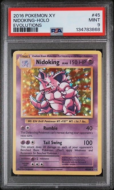 2016 Pokemon Xy Evolutions 45 Nidoking-holo PSA