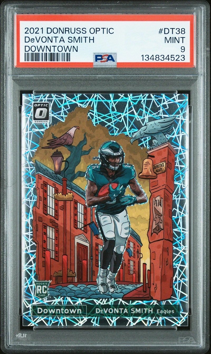 2021 Panini Donruss Optic Downtown Dt38 Devonta Smith PSA 9
