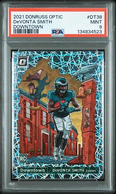 2021 Panini Donruss Optic Downtown Dt38 Devonta Smith PSA 9
