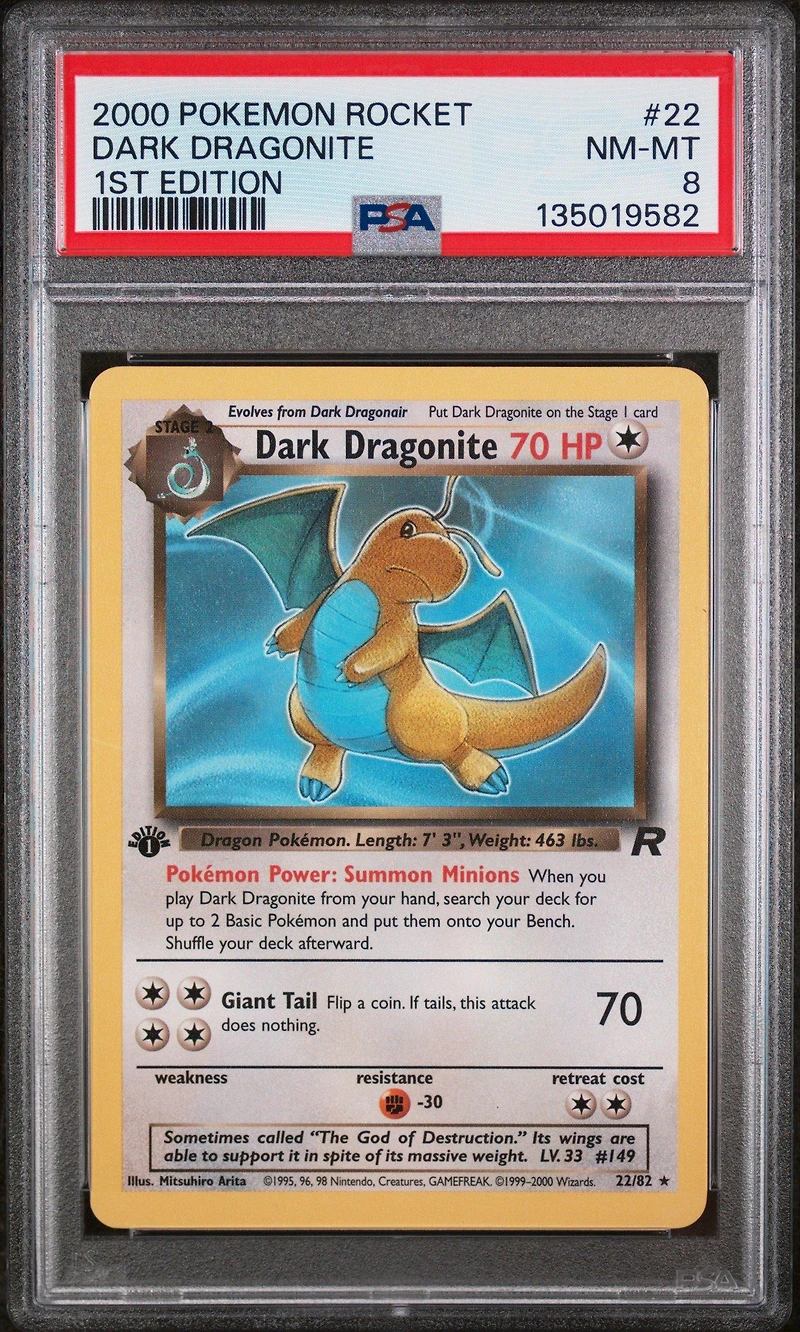 2000 Pokemon Rocket 22 Dark Dragonite 1st Edition PSA 8