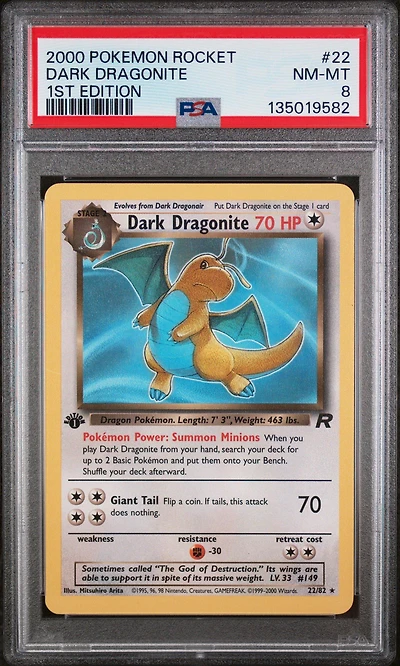 2000 Pokemon Rocket 22 Dark Dragonite 1st Edition PSA 8