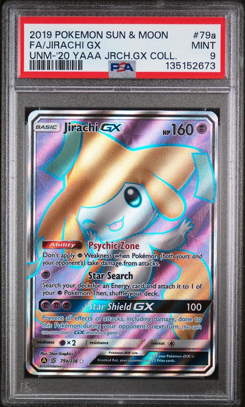 2019 Pokemon Sun & Moon Unified Minds 79a Full Art/jirachi Gx 2020 Yellow A Alternate Art Jirachi Gx Collection PSA