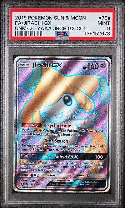 2019 Pokemon Sun & Moon Unified Minds 79a Full Art/jirachi Gx 2020 Yellow A Alternate Art Jirachi Gx Collection PSA
