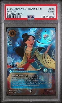 2025 Disney Lorcana En 9-fabled 235 Mulan - Considerate Diplomat Enchanted PSA 9
