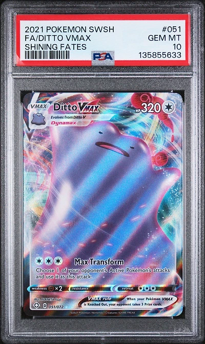 2021 Pokemon Sword & Shield Shining Fates 051 Full Art/ditto Vmax PSA 10