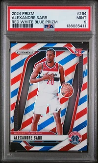 2024 Panini Prizm 264 Alexandre Sarr Red White Blue Prizm PSA 9