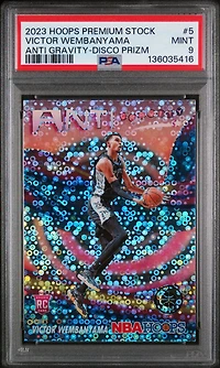 2023 Panini Hoops Premium Stock Anti Gravity 5 Victor Wembanyama Disco Prizm PSA 9