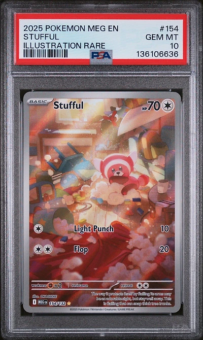 2025 Pokemon Meg En-mega Evolution 154 Stufful Illustration Rare PSA