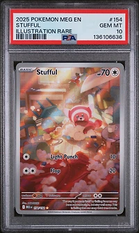 2025 Pokemon Meg En-mega Evolution 154 Stufful Illustration Rare PSA