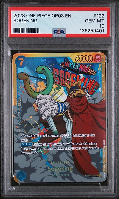 2023 One Piece Op03-pillars Of Strength 122 Sogeking PSA 10