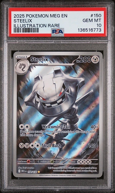 2025 Pokemon Meg En-mega Evolution 150 Steelix Illustration Rare PSA