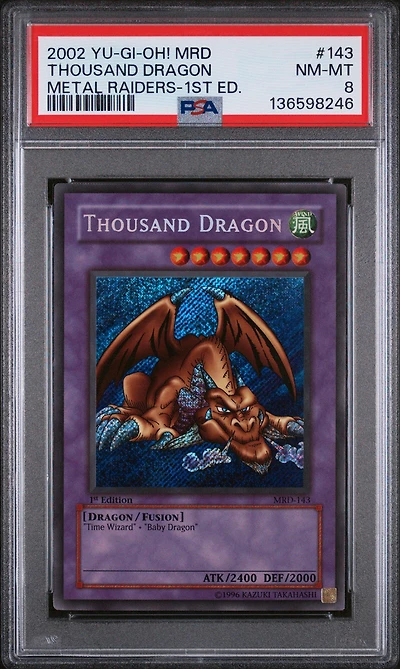 2002 Yu-gi-oh! Mrd-metal Raiders 143 Thousand Dragon 1st Edition PSA 8
