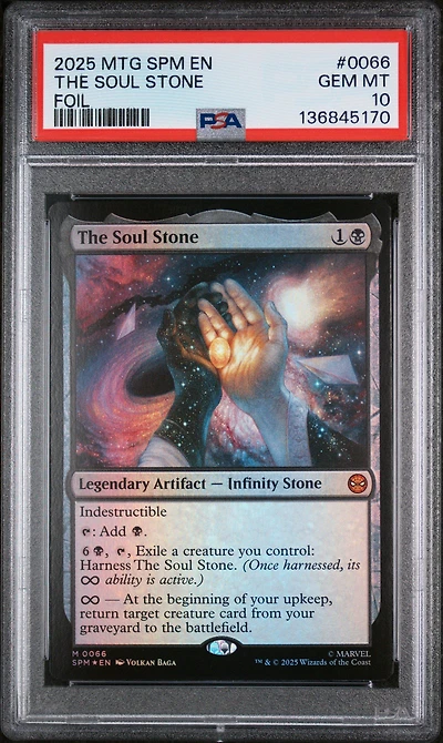 2025 Magic The Gathering Marvel's Spider-man 0066 The Soul Stone Foil PSA
