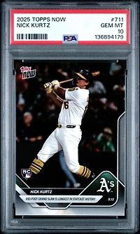 2025 Topps Now 711 Nick Kurtz PSA 10