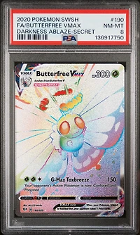 2020 Pokemon Sword & Shield Darkness Ablaze 190 Full Art/butterfree Vmax Secret PSA 8