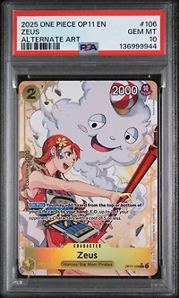 2025 One Piece Op11-a Fist Of Divine Speed 106 Zeus Alternate Art PSA 10