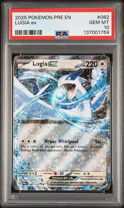 2025 Pokemon Pre En-prismatic Evolutions 082 Lugia Ex PSA 10