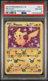 2013 Pokemon Black & White Legendary Treasures Radiant Collection Rc7 Pikachu PSA 8