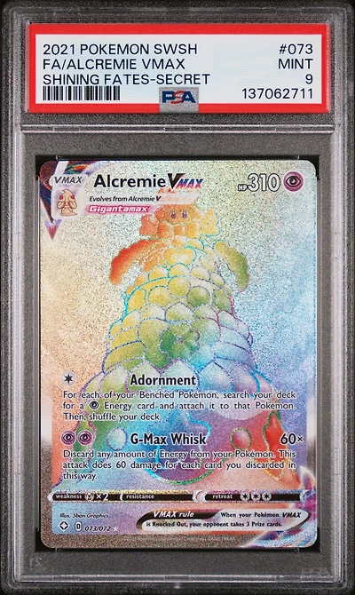 2021 Pokemon Sword & Shield Shining Fates 073 Full Art/alcremie Vmax Secret PSA