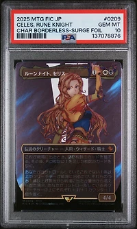 2025 Magic The Gathering Japanese Final Fantasy Commander 0209 Celes, Rune Knight Character Borderless-surge Foil PSA 10