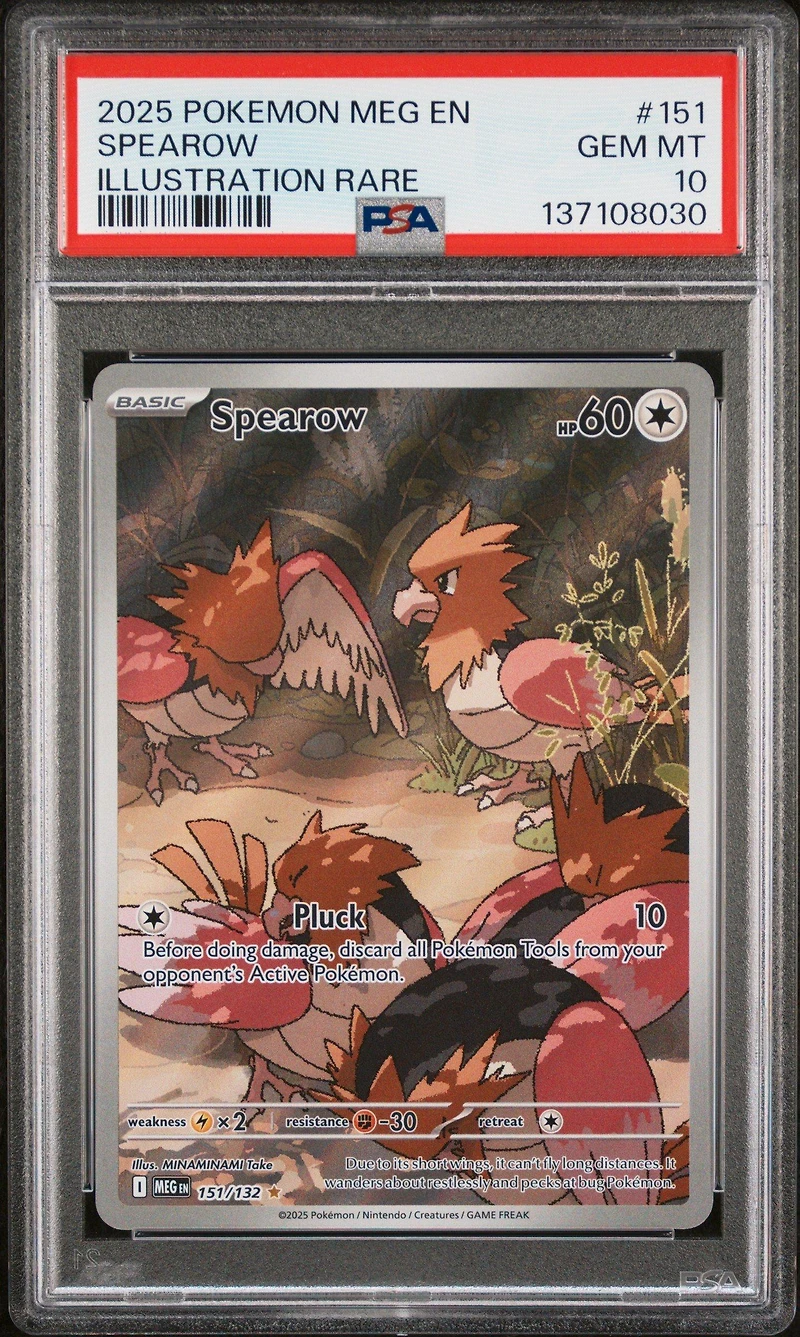 2025 Pokemon Meg En-mega Evolution 151 Spearow Illustration Rare PSA