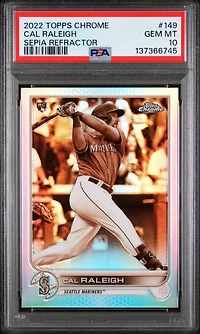 2022 Topps Chrome 149 Cal Raleigh Sepia Refractor PSA 10