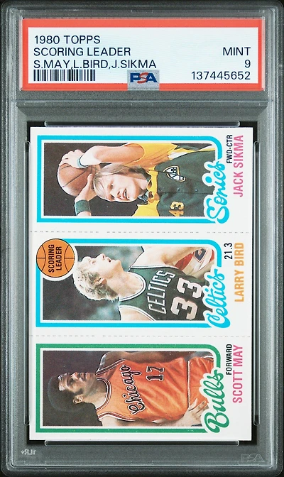 1980 Topps  Scoring Leader S.may,l.bird,j.sikma PSA 9