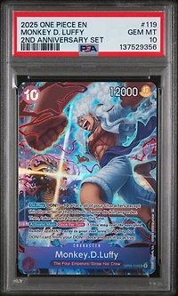 2025 One Piece English Version 2nd Anniversary Set 119 Monkey D. Luffy PSA 10