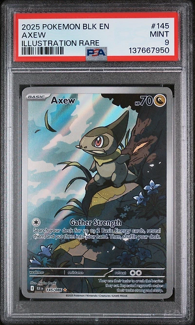 2025 Pokemon Blk En-black Bolt 145 Axew Illustration Rare PSA 9