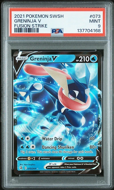 2021 Pokemon Sword & Shield Fusion Strike 073 Greninja V PSA 9