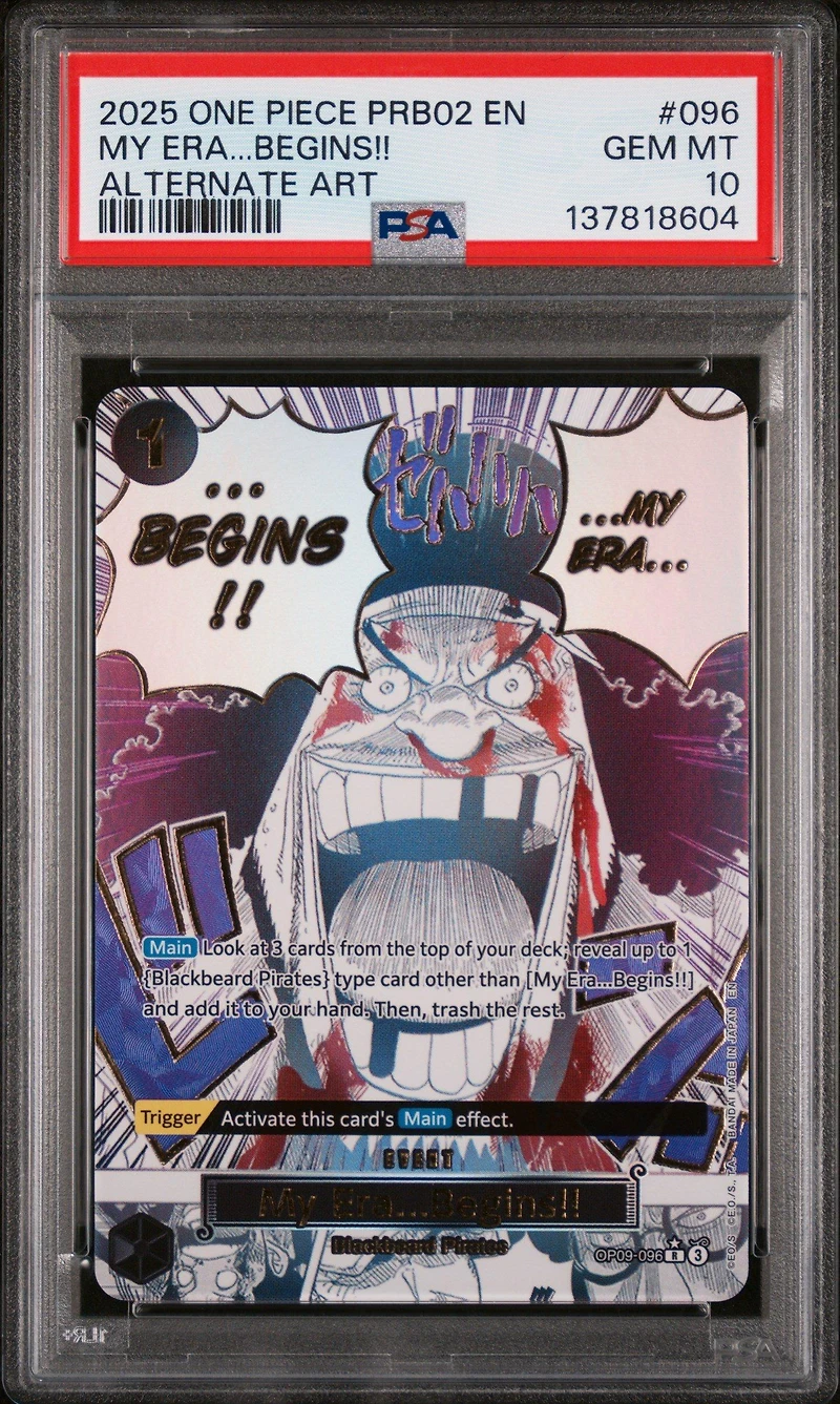 2025 One Piece Prb02-premium Booster -one Piece Card The Best- Vol.2 096 My Era...begins!! Alternate Art PSA 10