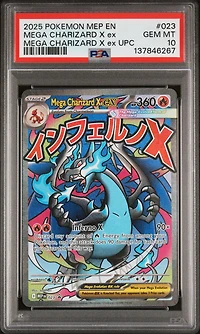 2025 Pokemon Mep En-me Black Star Promo 023 Mega Charizard X Ex Mega Charizard X Ex Ultra-premium Collection PSA