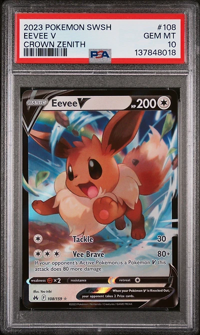 2023 Pokemon Sword And Shield Crown Zenith 108 Eevee V PSA 10