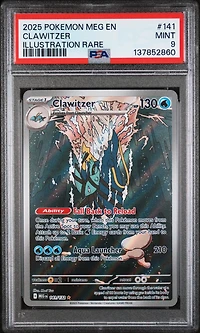2025 Pokemon Meg En-mega Evolution 141 Clawitzer Illustration Rare PSA