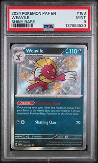 2024 Pokemon Paf En-paldean Fates 183 Weavile Shiny Rare PSA 9