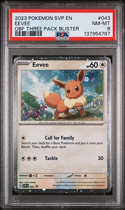 2023 Pokemon Svp En-sv Black Star Promo 043 Eevee Obsidian Flames Three Pack Blister PSA