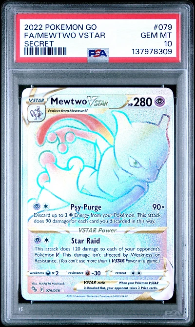 2022 Pokemon Go 079 Full Art/mewtwo Vstar Secret PSA