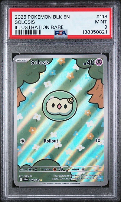 2025 Pokemon Blk En-black Bolt 118 Solosis Illustration Rare PSA