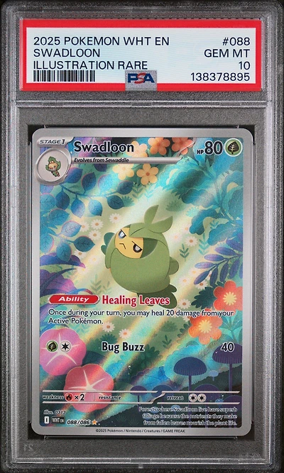 2025 Pokemon Wht En-white Flare 088 Swadloon Illustration Rare PSA 10